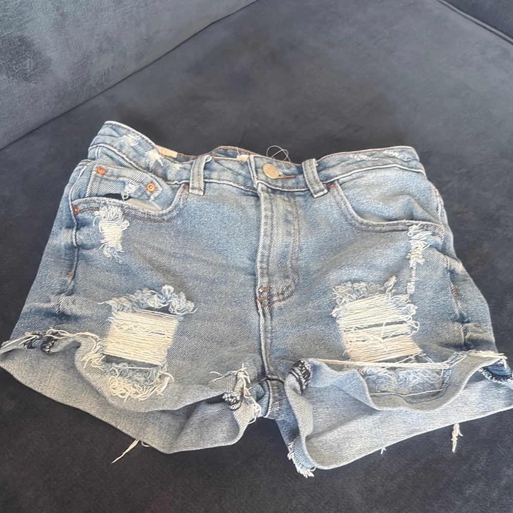 Almost Famous Light Blue Distressed Jean Shorts